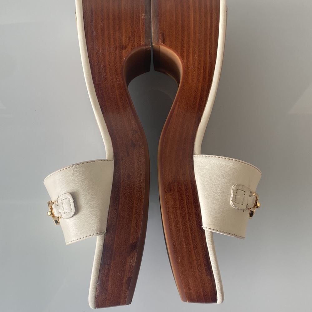 Lauren Ralph Lauren White Leather Roxanna Heeled Mules, Sz 9.5 - Picture 4 of 9